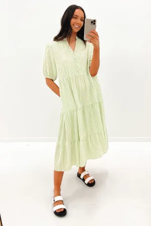 Leilani Midi Dress Green Stripe