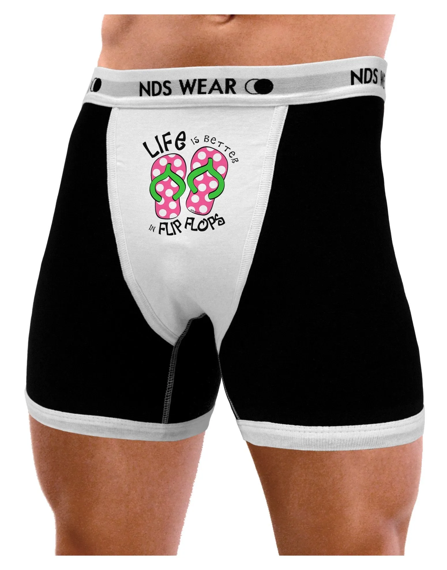 Life is Better in Flip Flops - Pink and Green Mens Boxer Brief Underwear