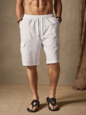 Linen Style Casual Shorts with Pockets