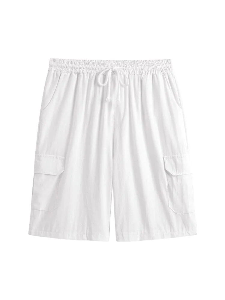 Linen Style Casual Shorts with Pockets