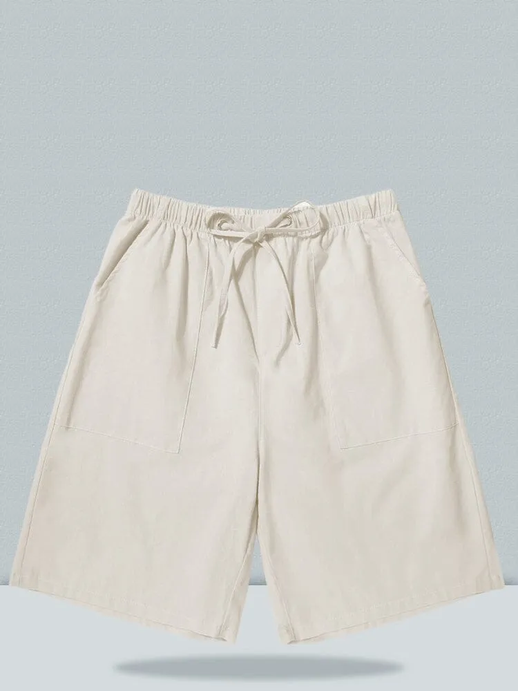 Linen Style Multi-pocket Shorts Casual Pants