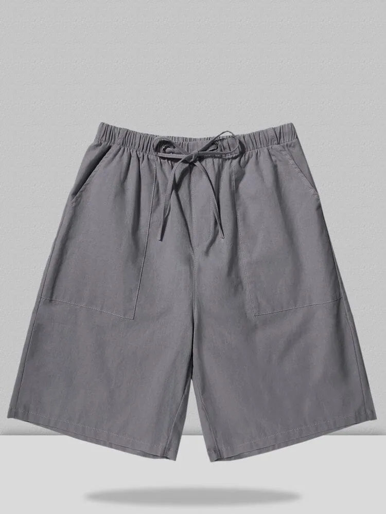 Linen Style Multi-pocket Shorts Casual Pants