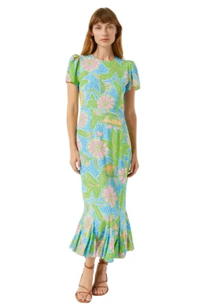 Lulani Dress in Blue Psychedelic Flower Grande