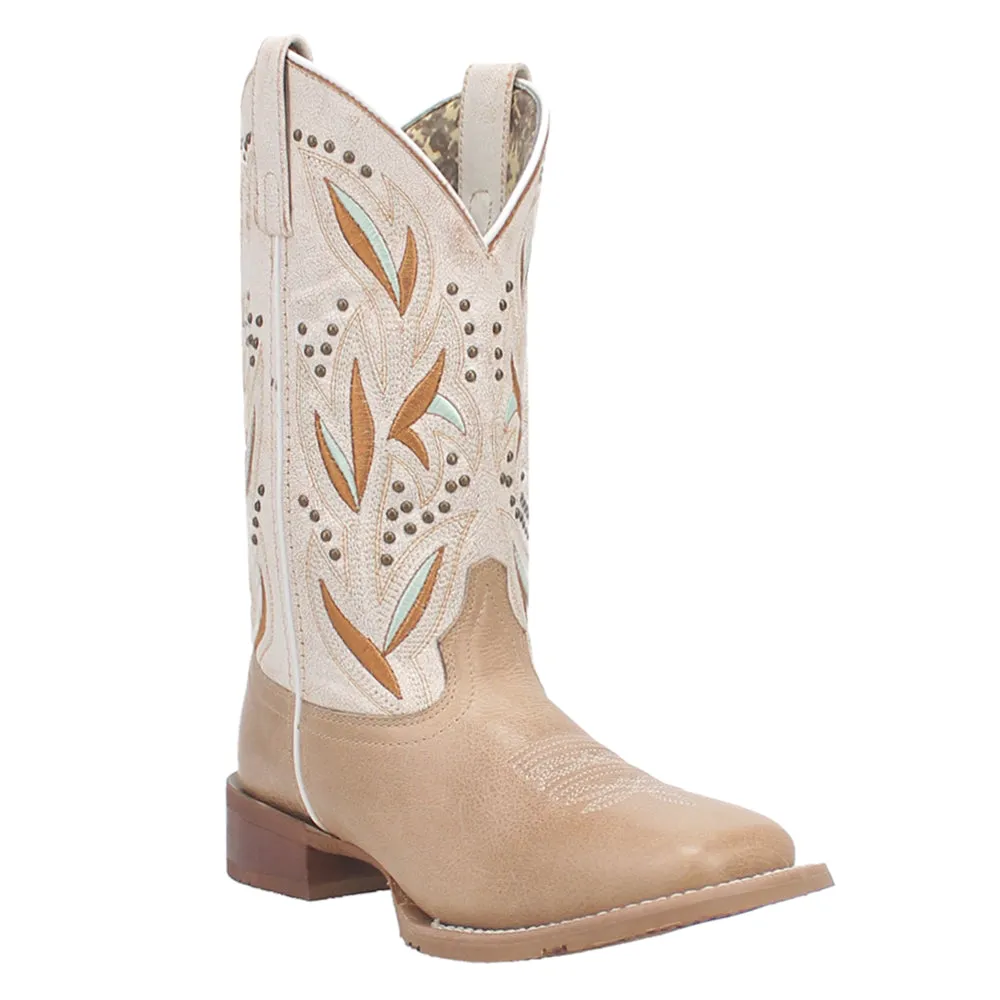 Lydia Embroidered Studded Square Toe Cowboy Boots