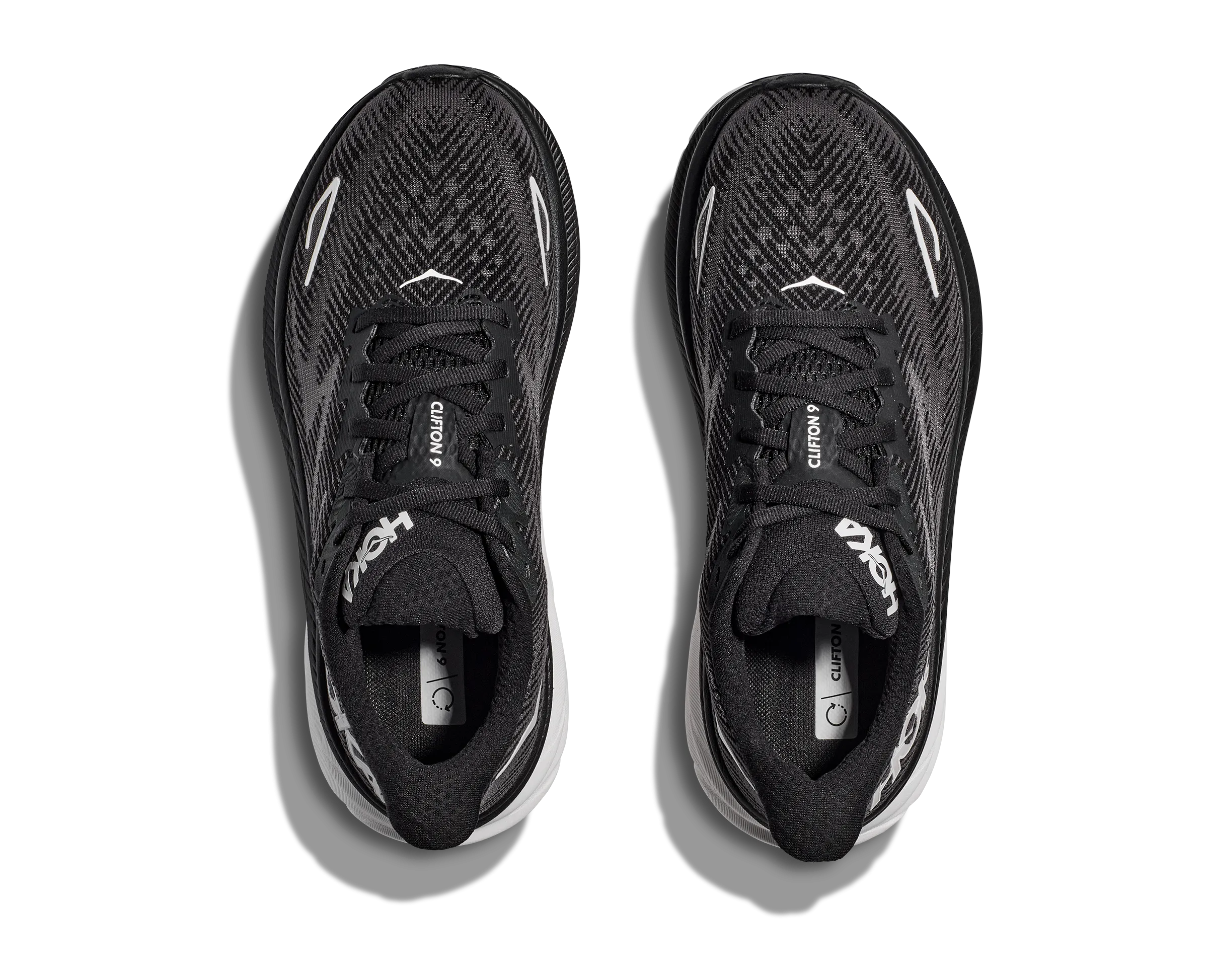 Men's Hoka Clifton 9 Color: Black/White (WIDE WIDTH)