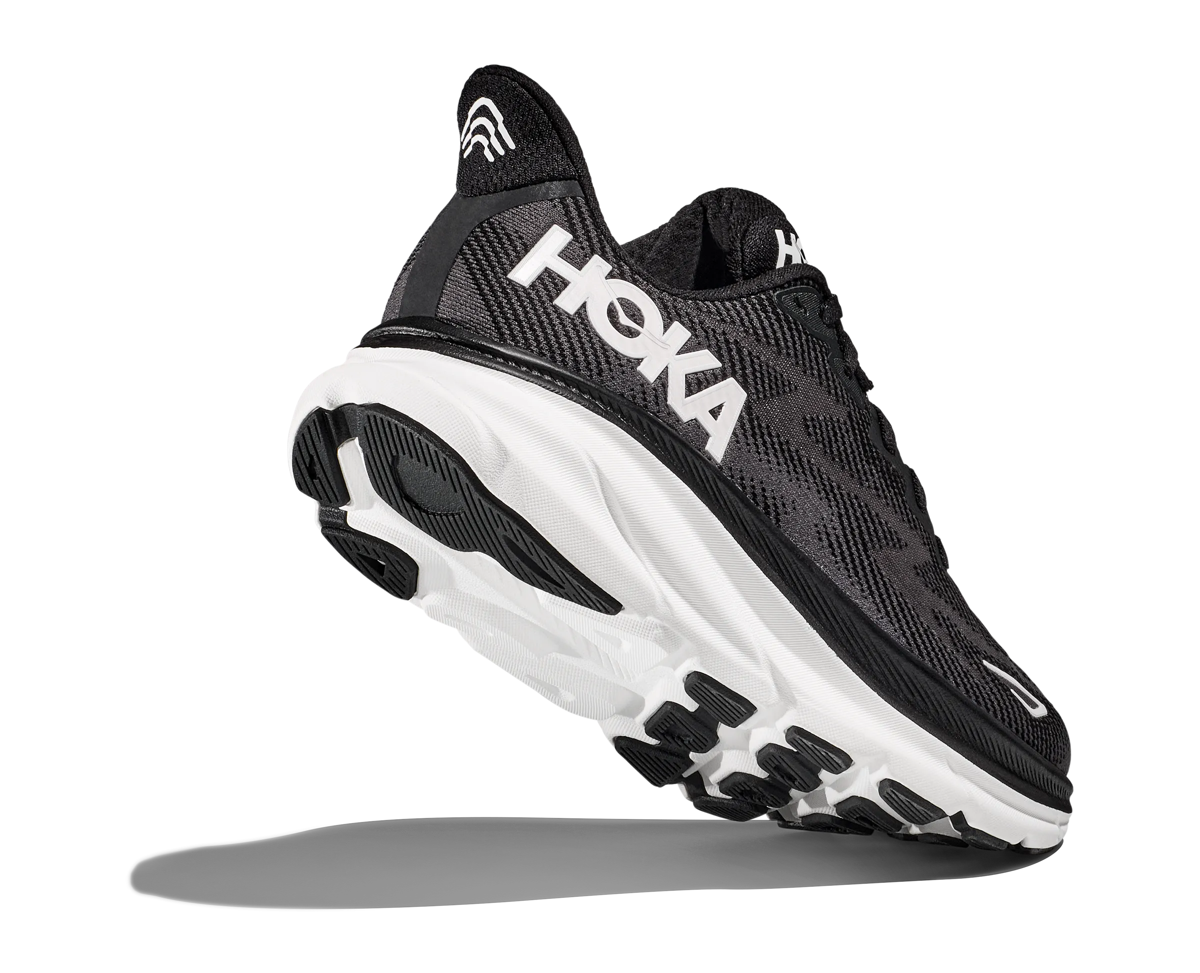 Men's Hoka Clifton 9 Color: Black/White (WIDE WIDTH)