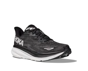 Men's Hoka Clifton 9 Color: Black/White (WIDE WIDTH)