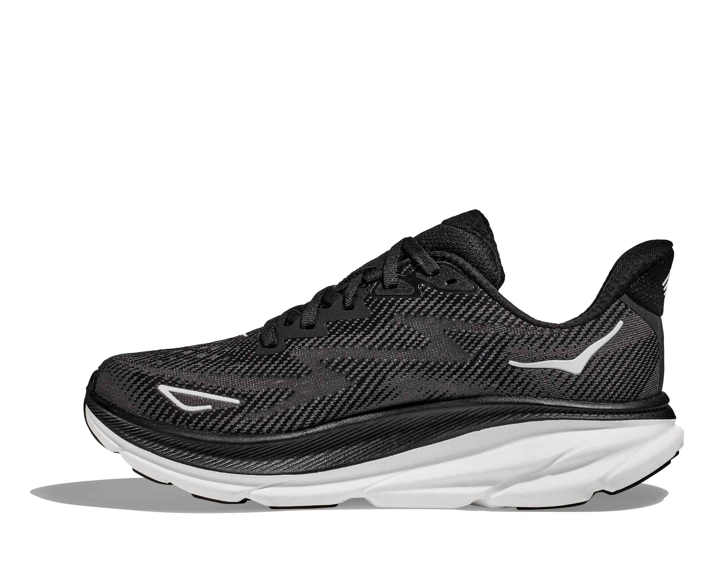 Men's Hoka Clifton 9 Color: Black/White (WIDE WIDTH)