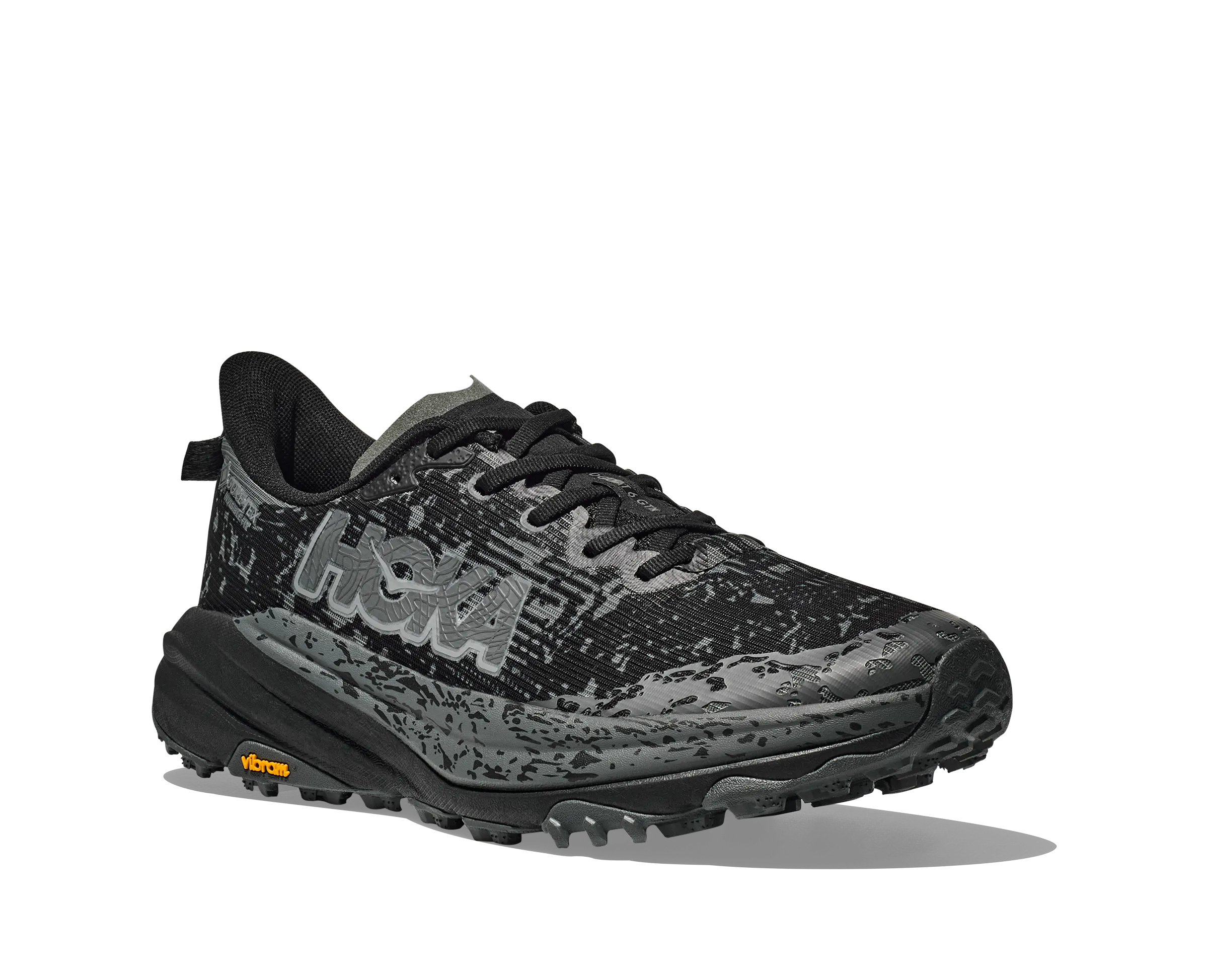 Men's Hoka Speedgoat 6 GTX Color: Black / Outer Orbit (WIDE WIDTH)