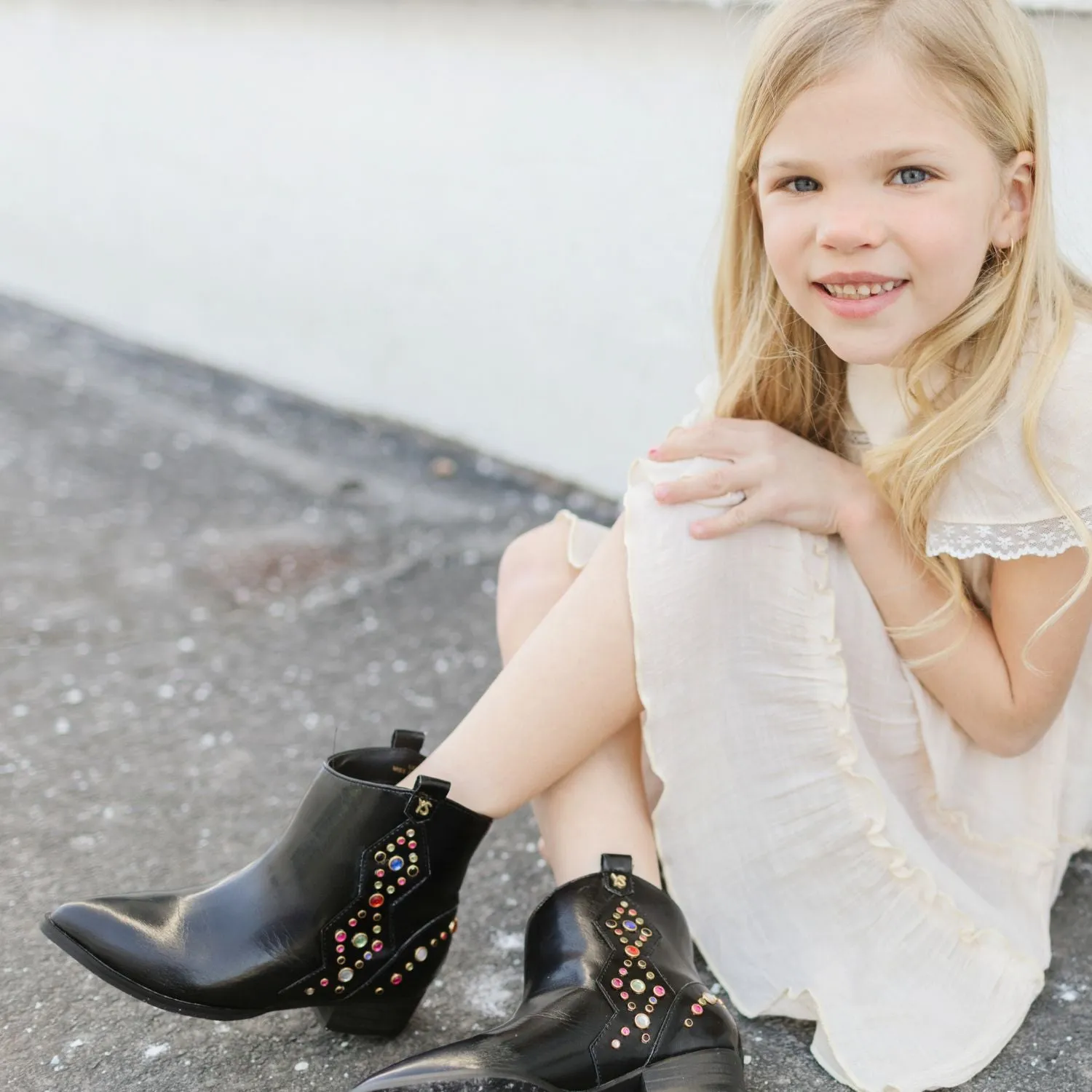 Miss Dallas Gem Western Boot in Black - Kids