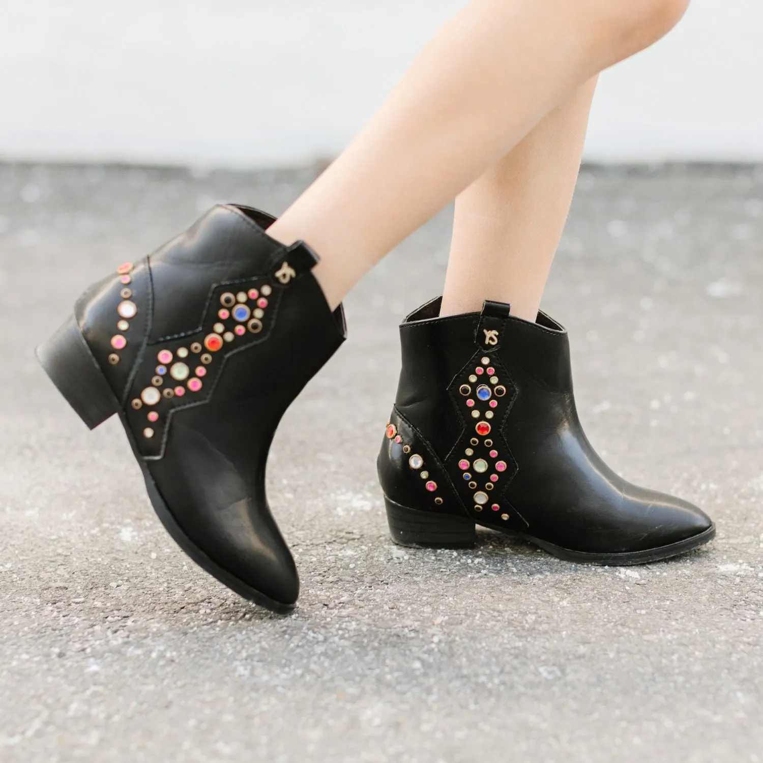 Miss Dallas Gem Western Boot in Black - Kids