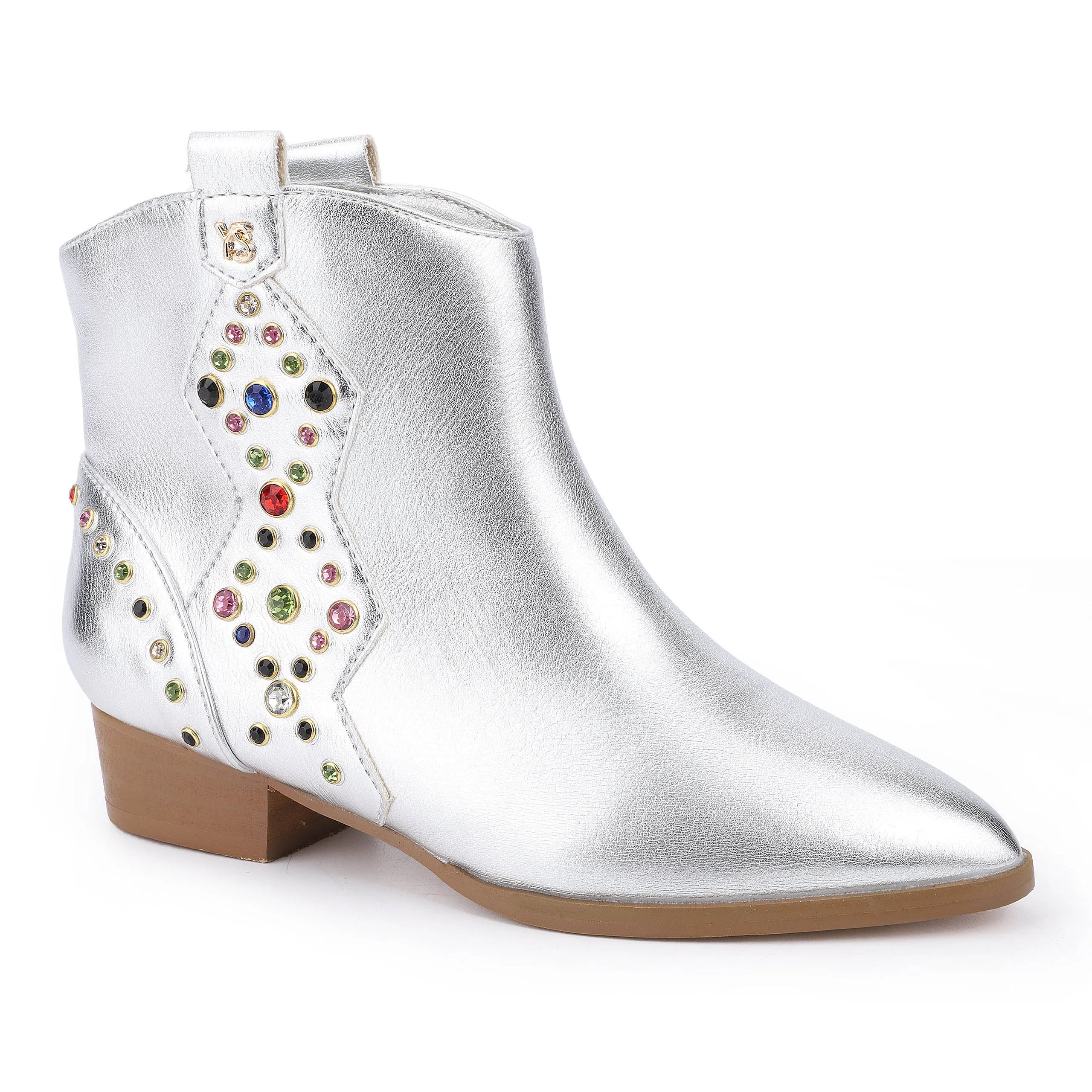 Miss Dallas Gem Western Boot in Silver - Kids