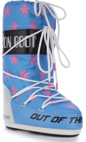 Moon Boot Icon Retrobiker In Blue Pink For Women