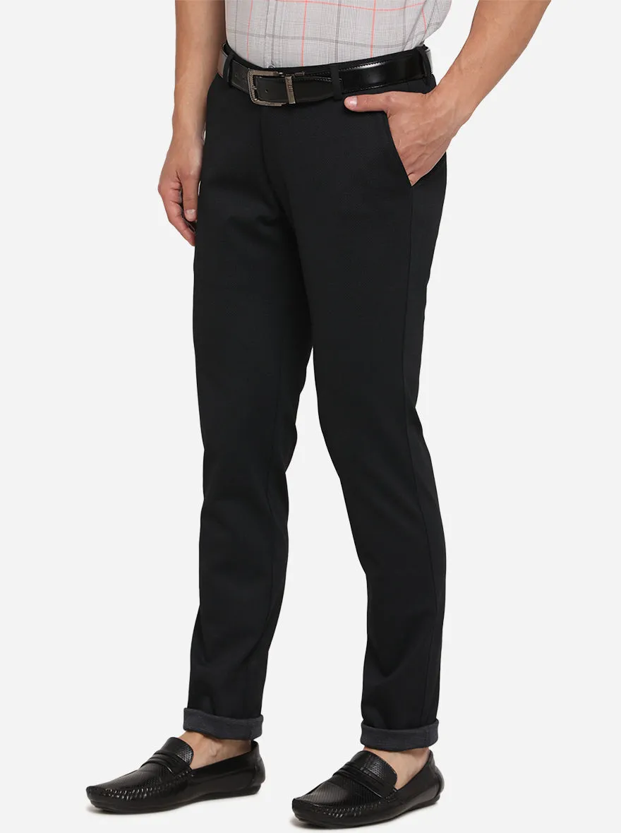 Navy Blue Solid Venice Fit Casual Trouser | JadeBlue