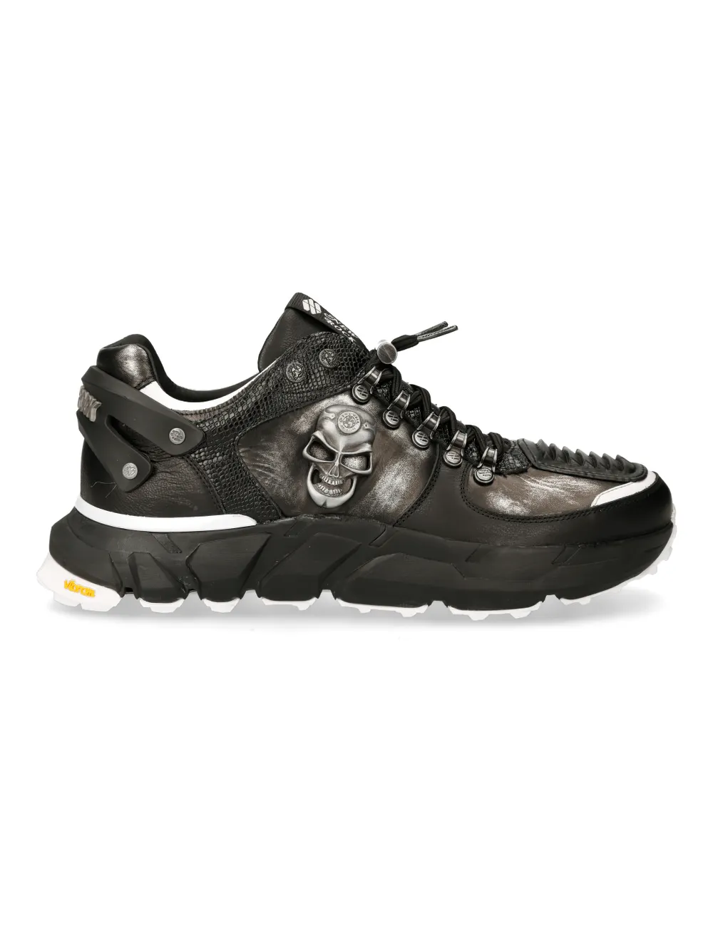 NEW ROCK Edgy Skull Emblem Black Sneaker for Trendsetters