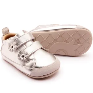 Old Soles Girl's 0084RT Flower Baby Casual Shoes - Silver / Silver Sole