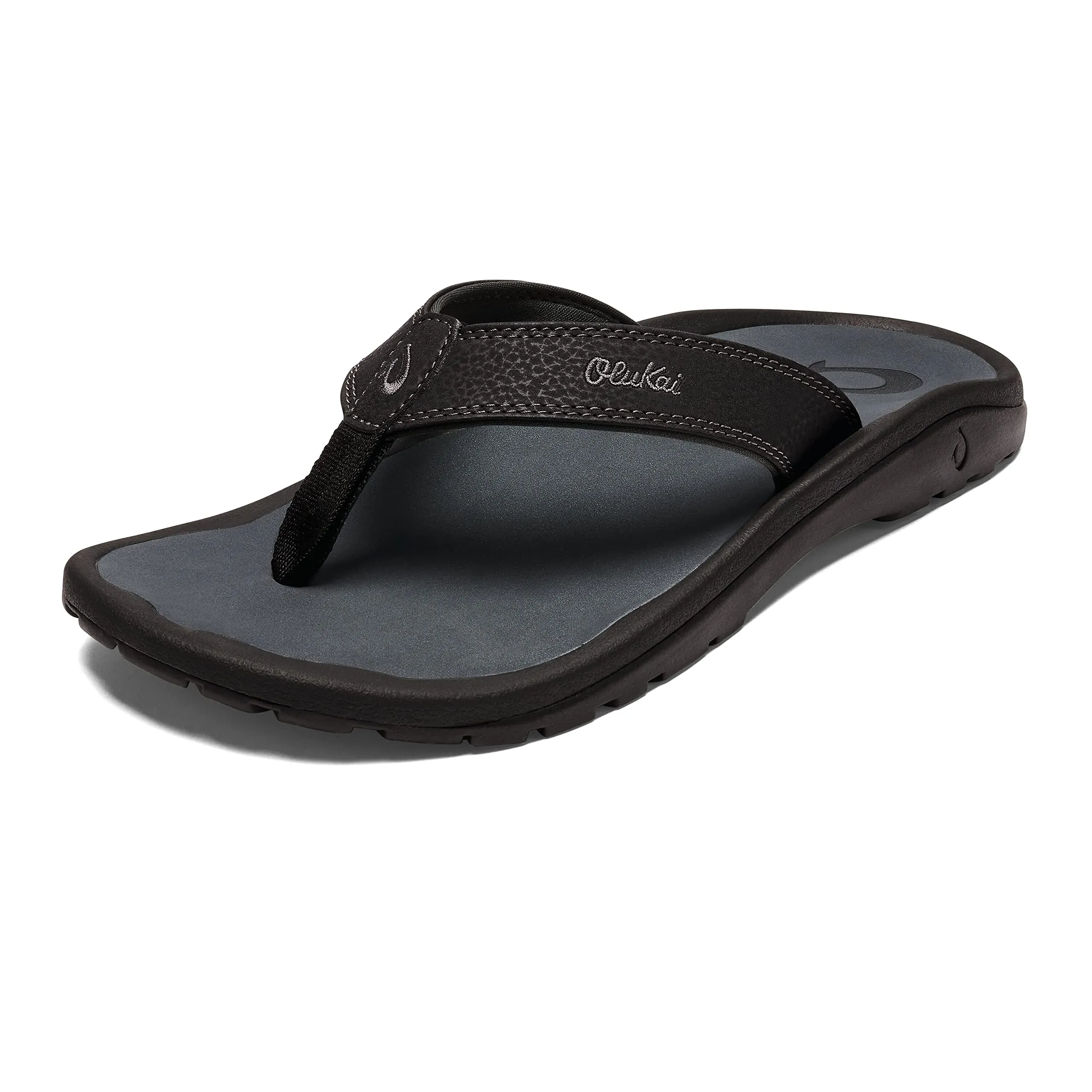 OLUKAI Ohana Men's Beach Sandals,Lightweight Black/Dark Shadow