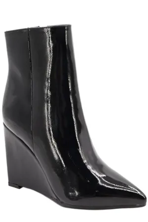 Patent Wedge Heel Bootie - Black