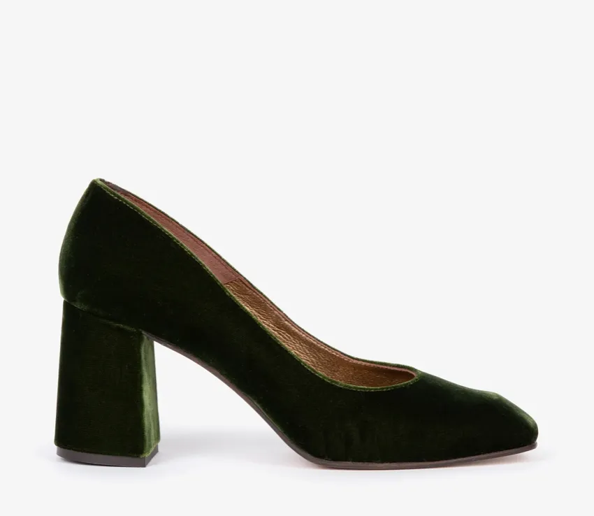 Penelope Chilvers Khaki Gamine Velvet Shoe