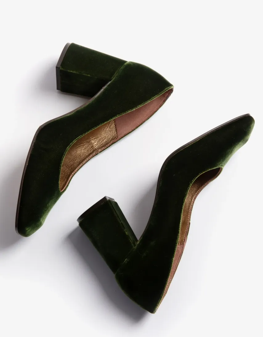 Penelope Chilvers Khaki Gamine Velvet Shoe