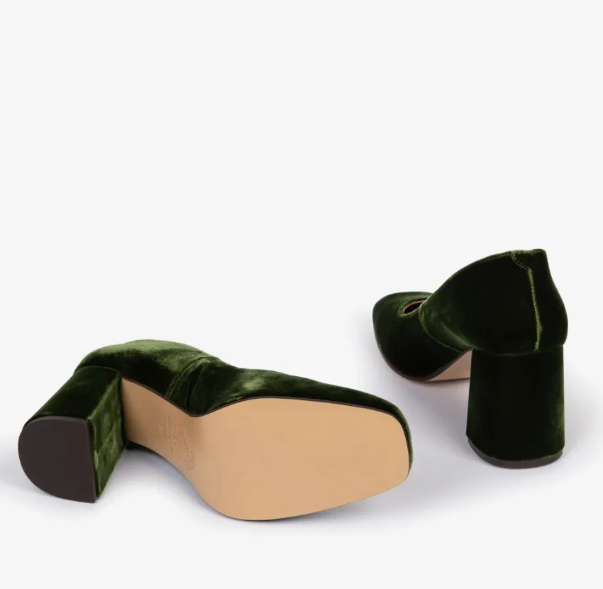 Penelope Chilvers Khaki Gamine Velvet Shoe