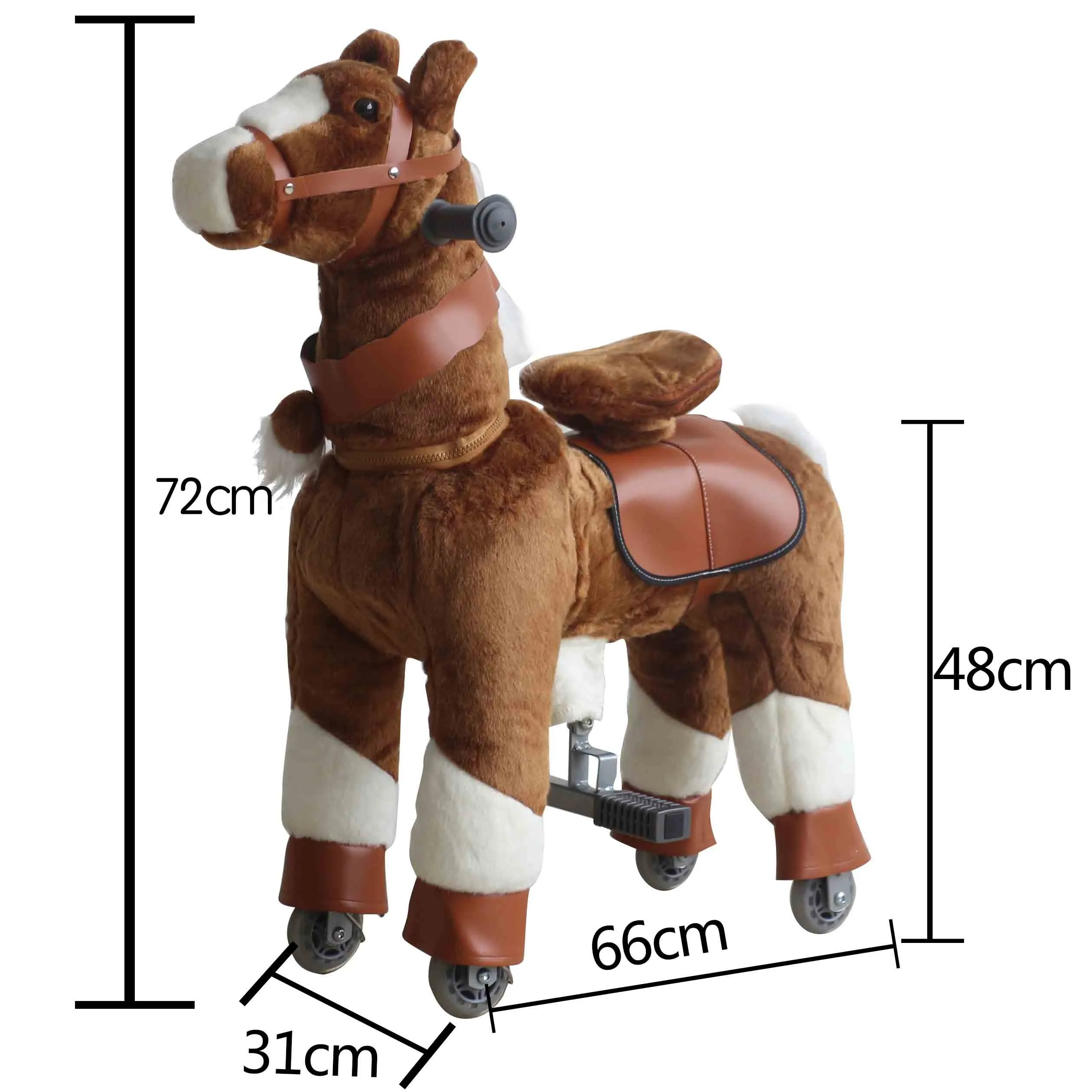 Plush Mechanical with White Hoof Walking Ride-On Horse Kids Toy