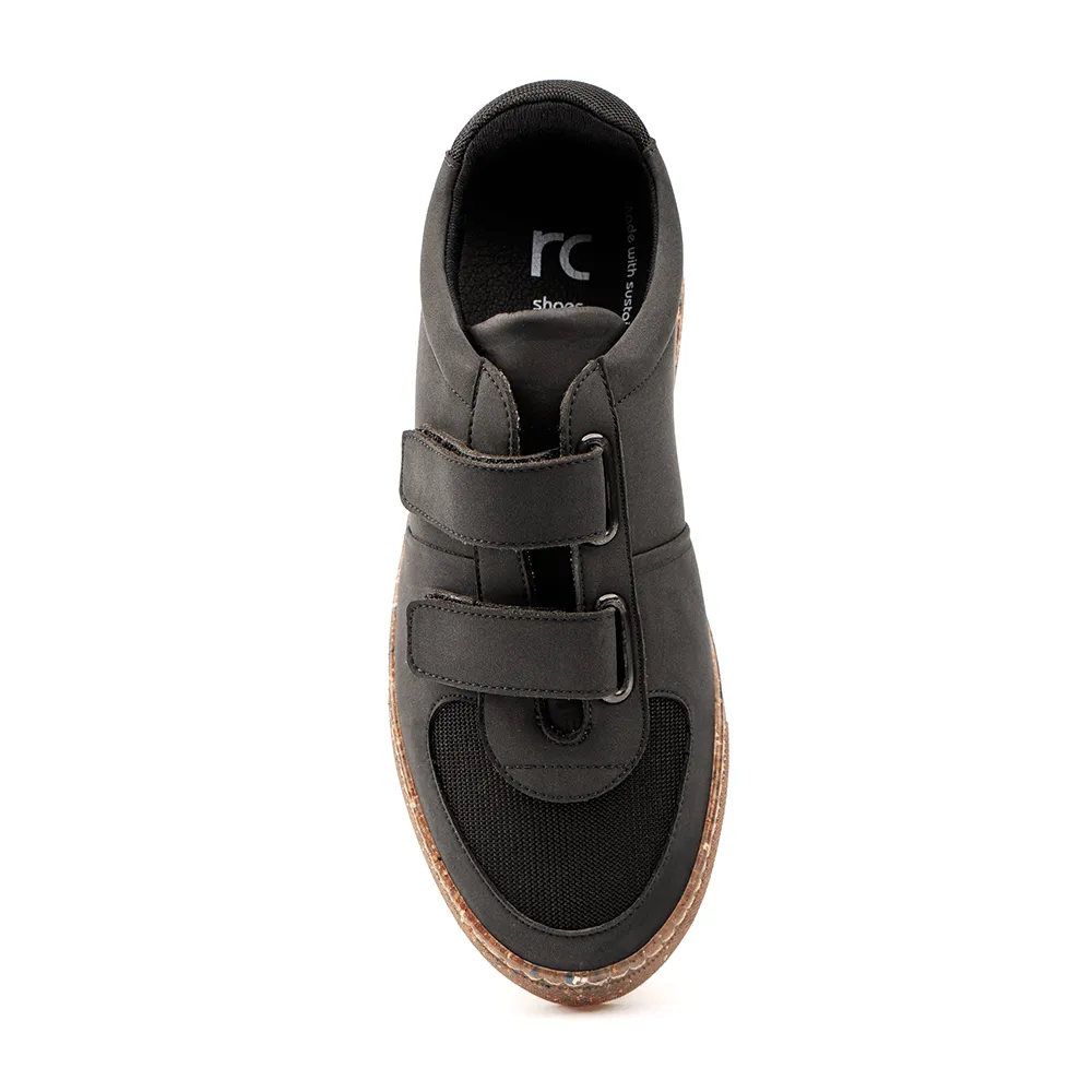 RC Men's Double Velcro Vegan Leather Sneakers | Black