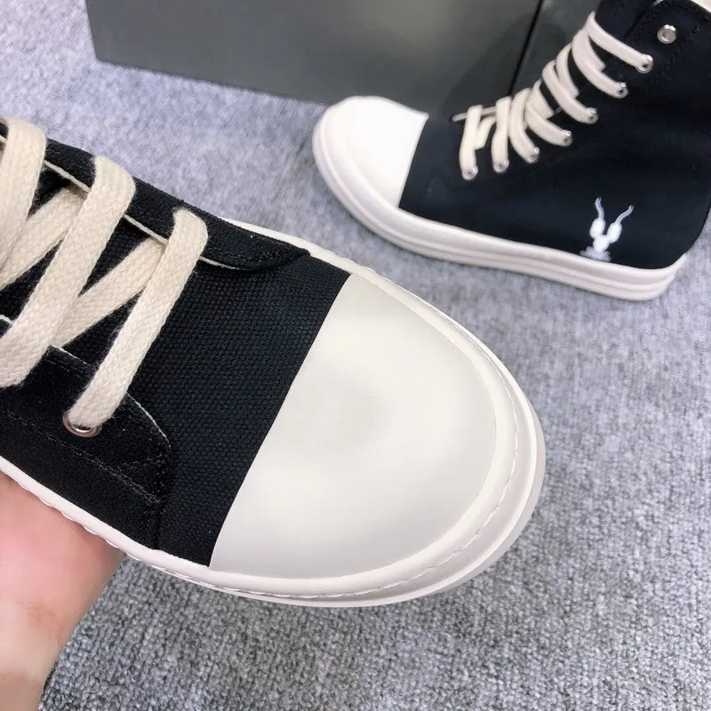 Rick Owens Black High-Top Canvas Sneakers