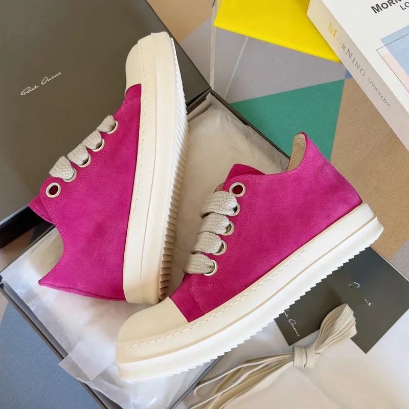 Rick Owens Pink Suede Low-Top Sneakers