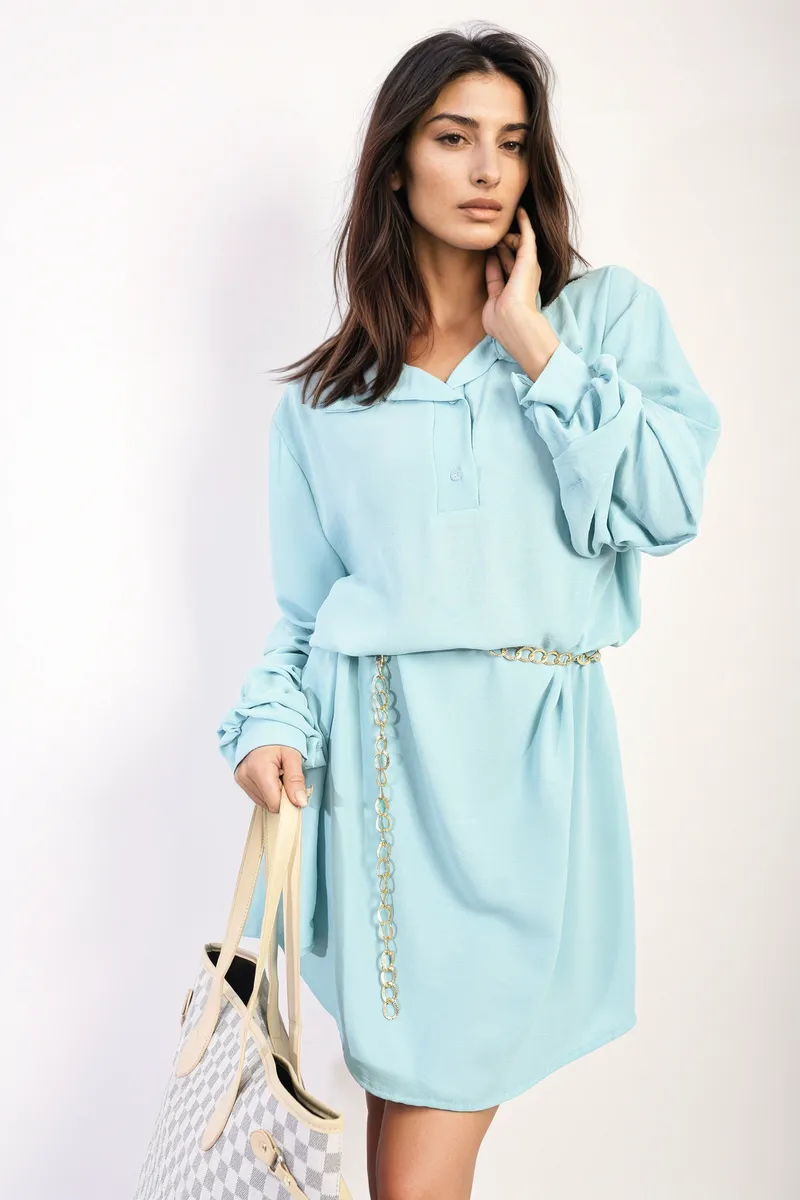 Ruffle Sleeve Pocket Button Front Dress