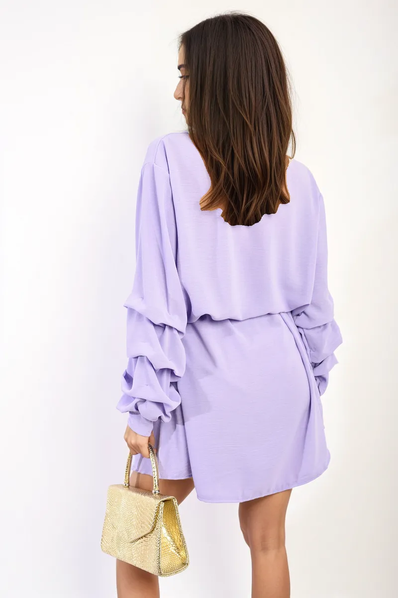 Ruffle Sleeve Pocket Button Front Dress