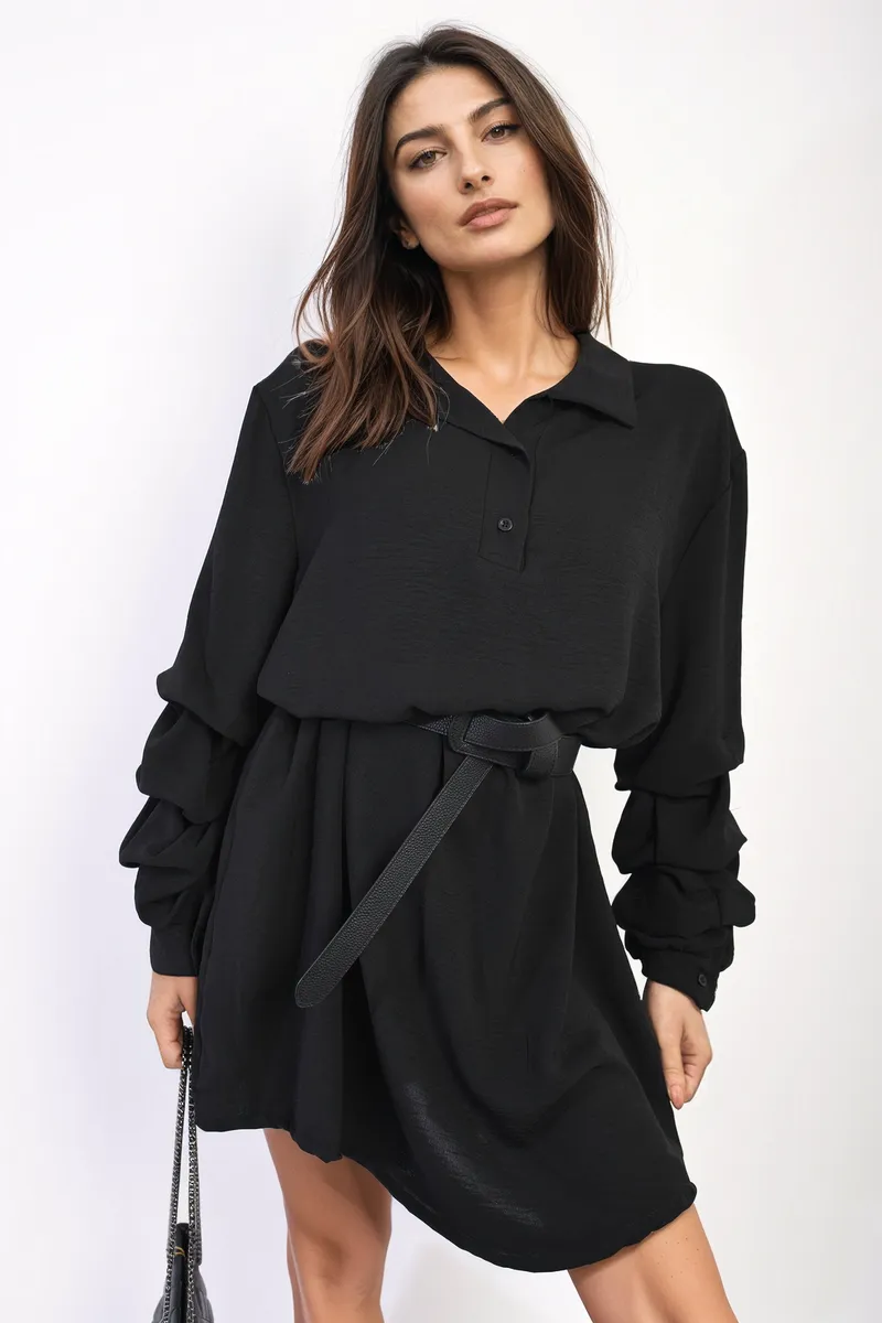 Ruffle Sleeve Pocket Button Front Dress