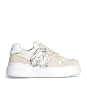 Scarpe Donna LIU JO Sneakers Tami 04 in Pelle e Suede con Maxi Logo Bold color Sabbia