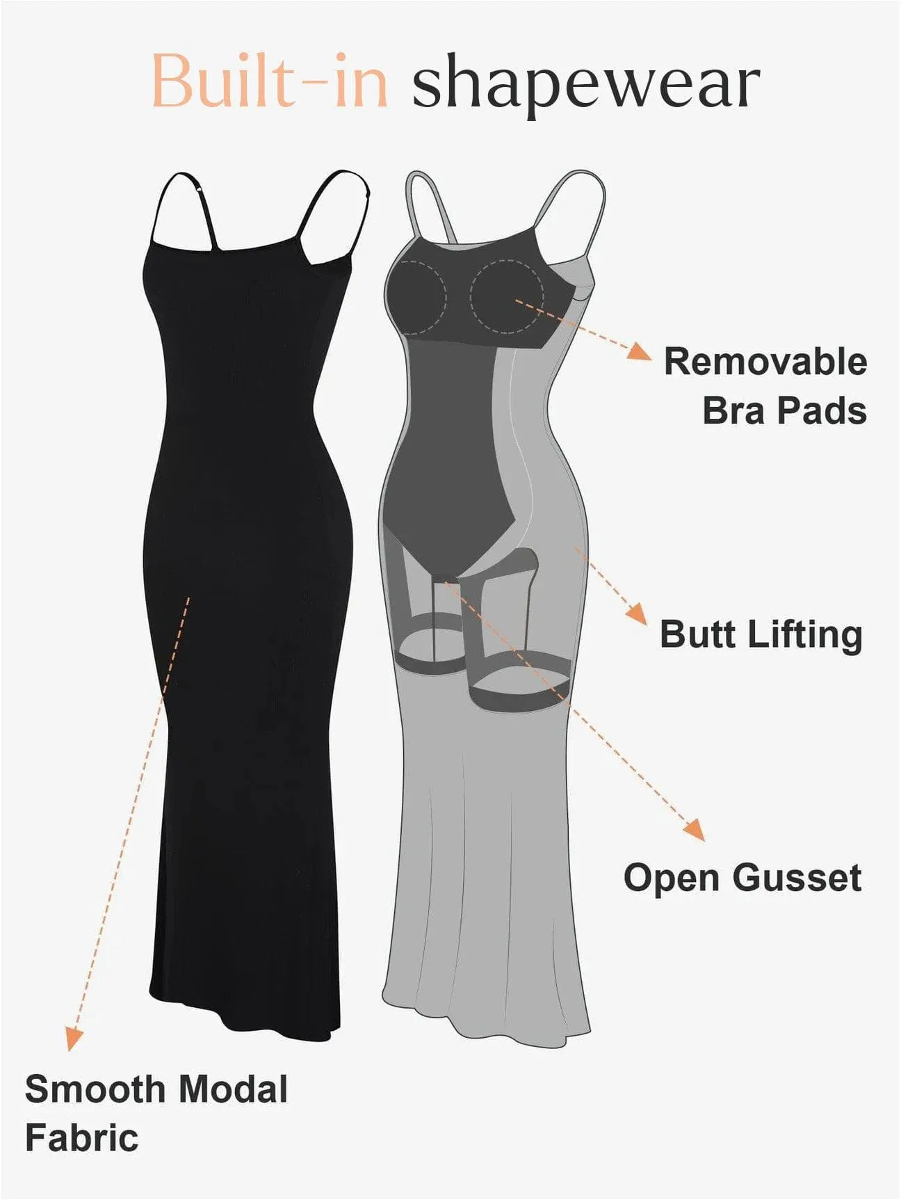 Shapewear Modal Slimming Maxi Slip Dress For Insiders