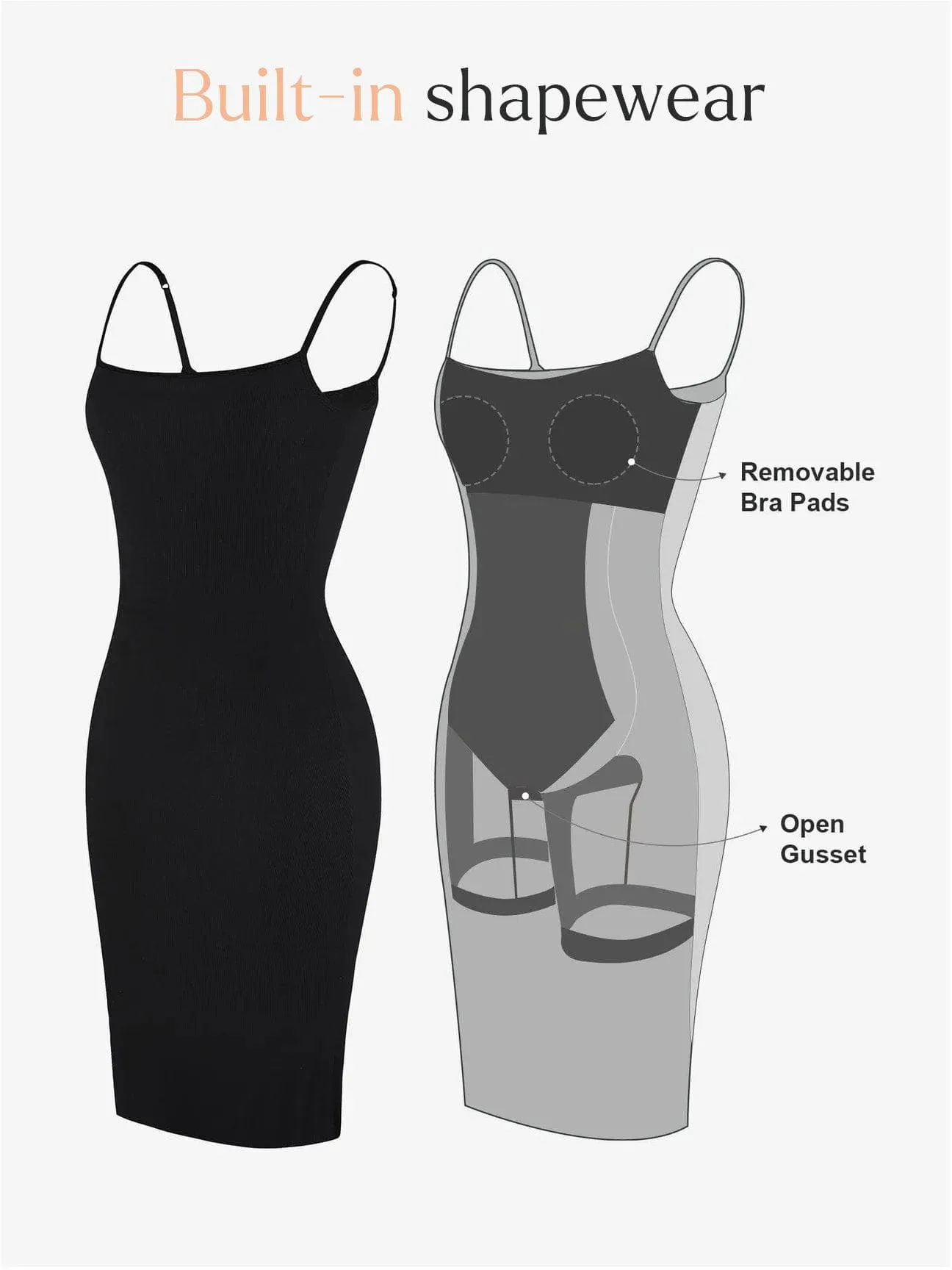 Shapewear Solid Modal Slimming Midi Slip Dress