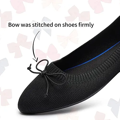 Shupua Women's Flats Black Flats Shoes Pointed Toe Ballet Flats Comfortable Bow Girls Flats Dressy