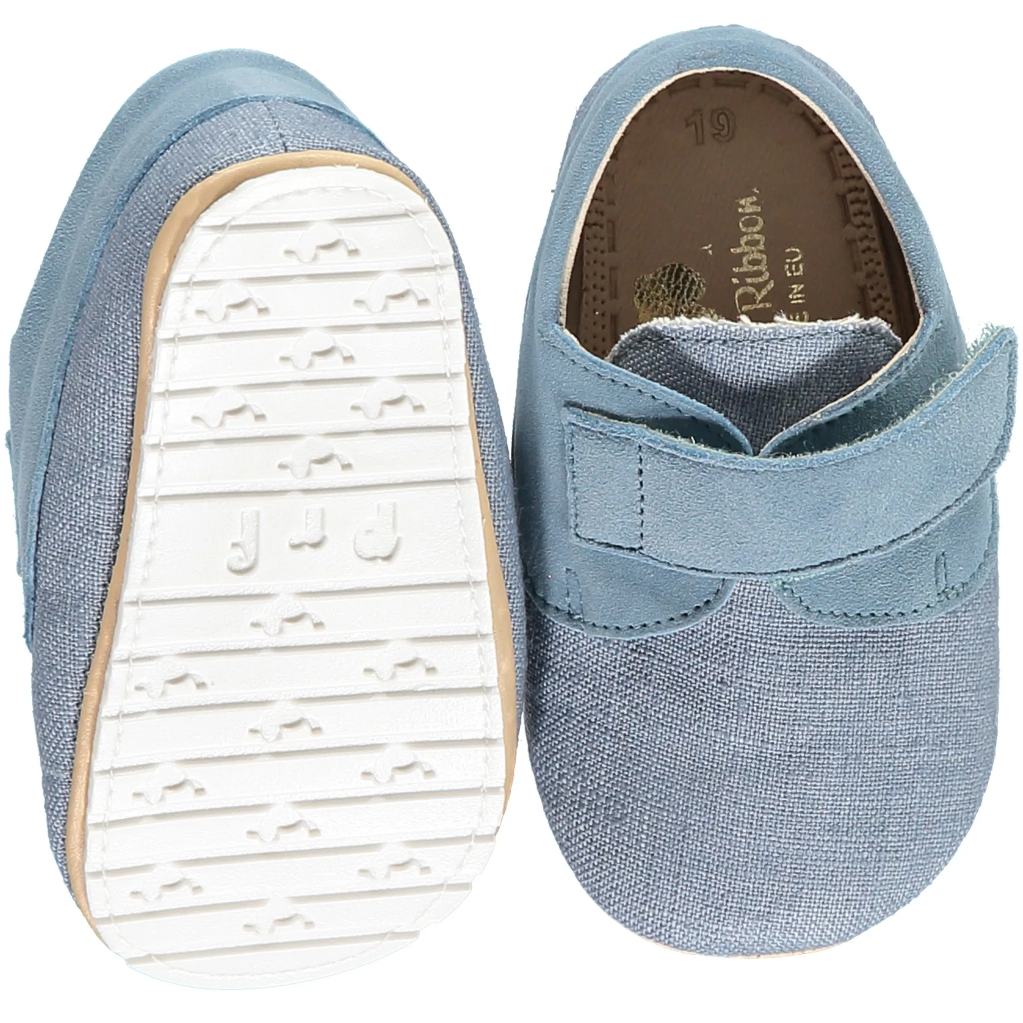 Soft Linen Baby 'Charlie' Shoes - Light Denim