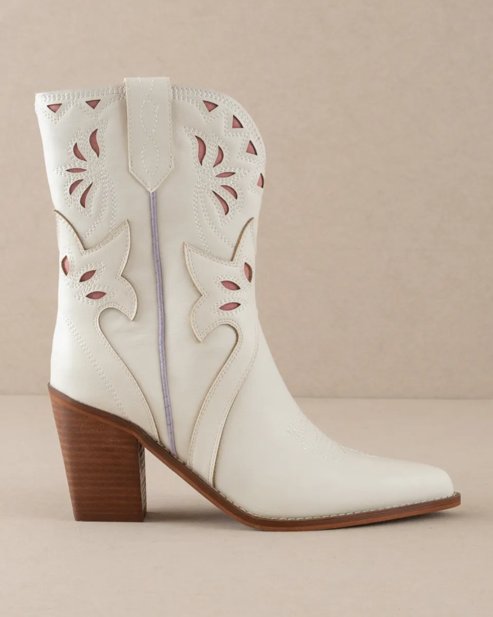 Sorrel Paneled Western Bootie in White