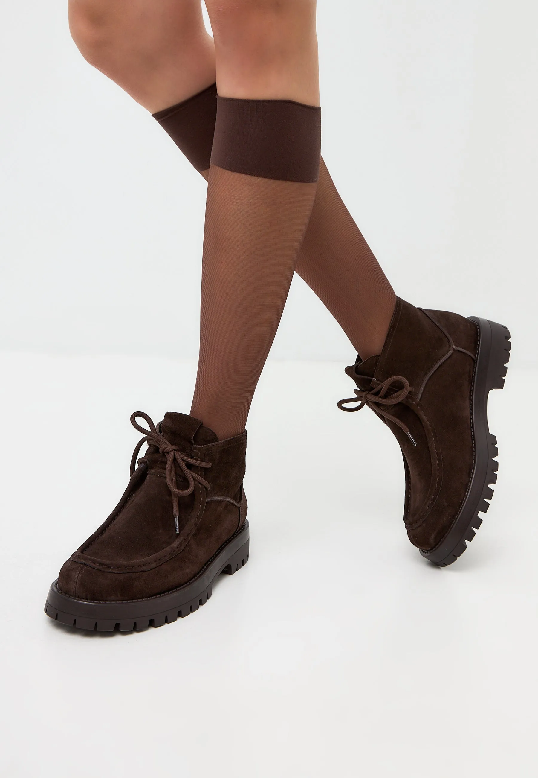 Suede Lace-Up Ankle Boots Mavi - Brown