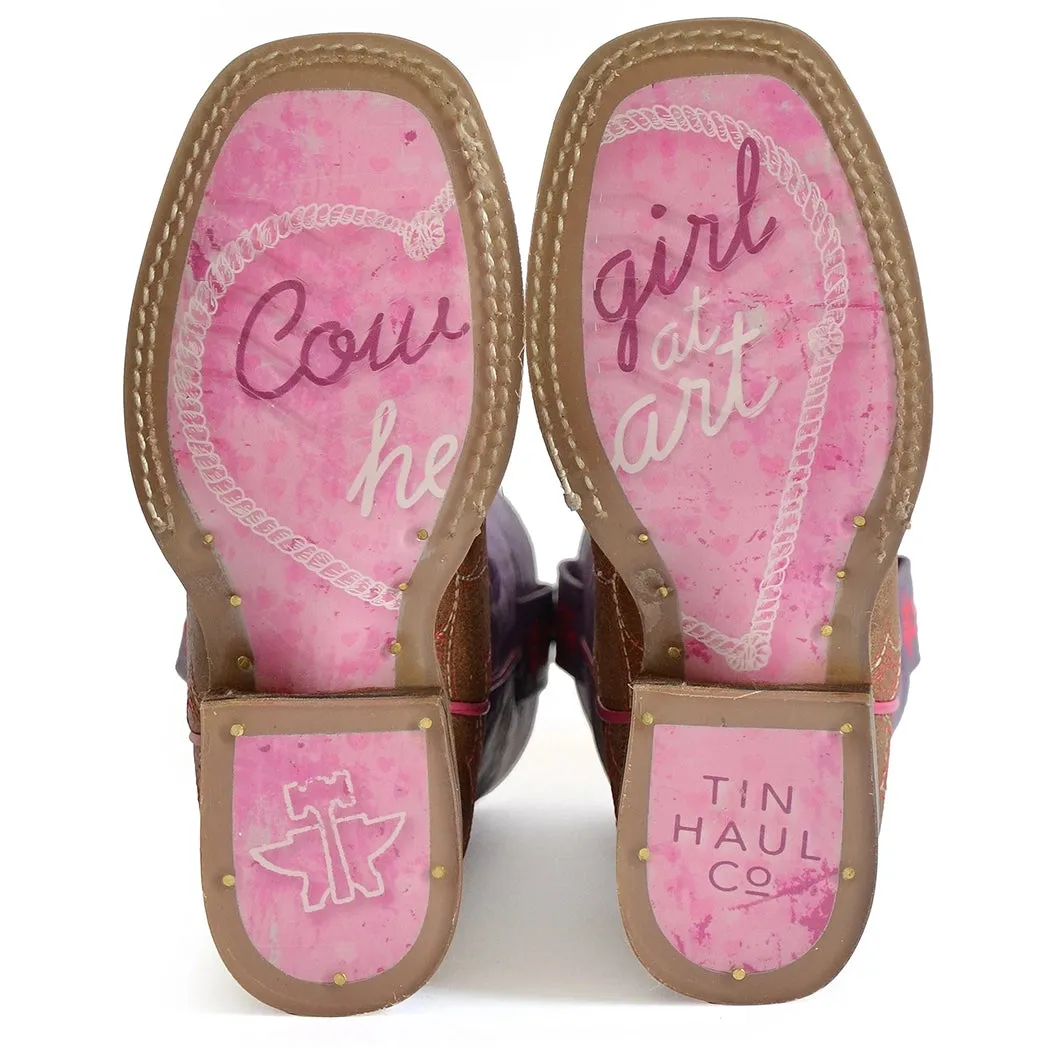 Tin Haul Girl's Lotta Heart Square Toe Boot