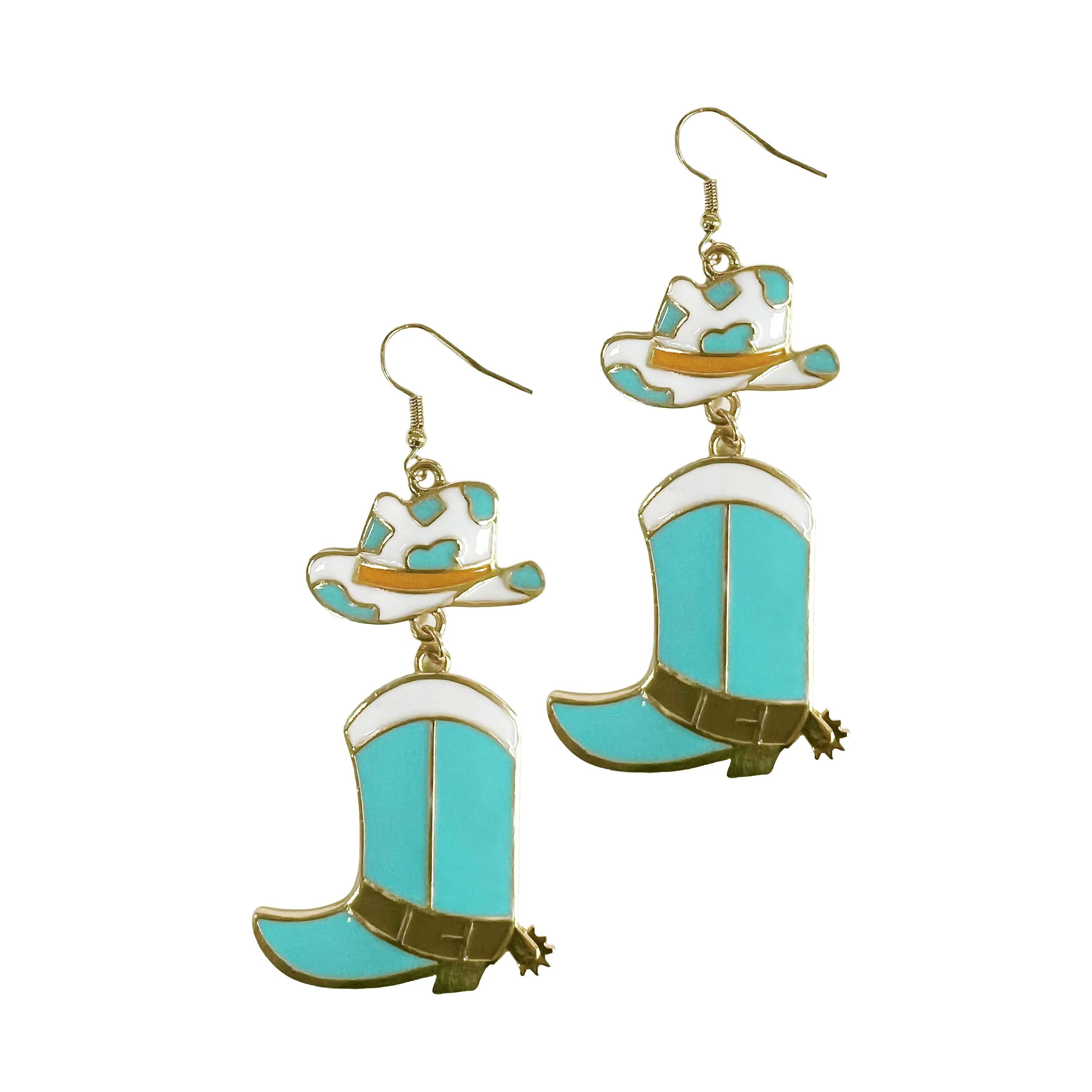 Western Enamel Earrings, Turquoise