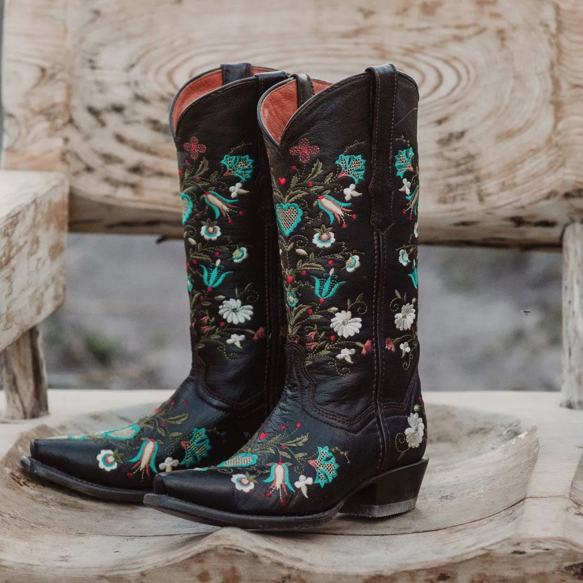 Wildflower Boots | Floral Embroidered Cowgirl Boots (M50030)