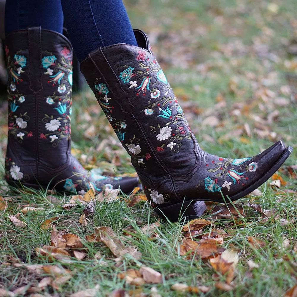 Wildflower Boots | Floral Embroidered Cowgirl Boots (M50030)