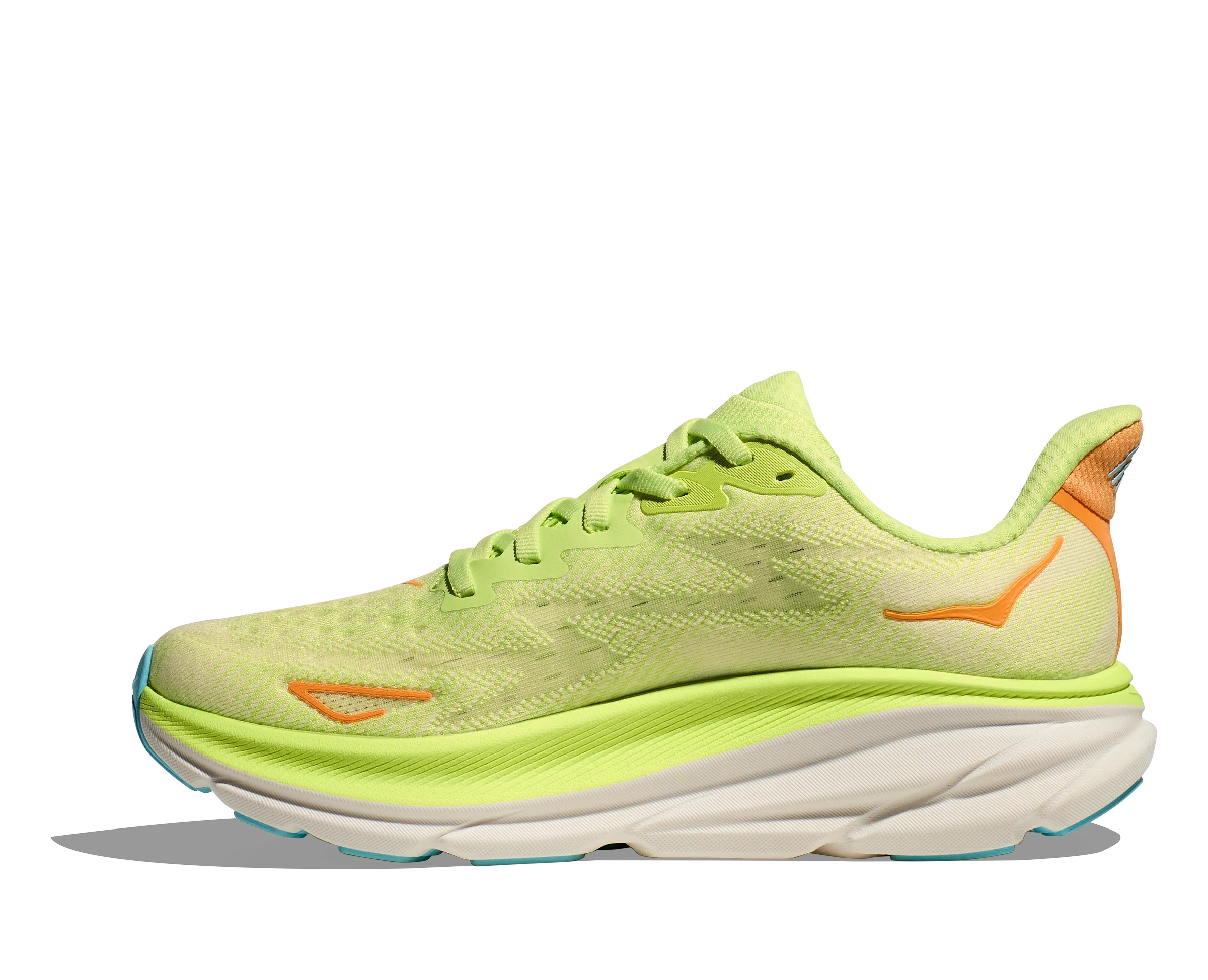 Women's Hoka Clifton 9 Color: Lettuce/ Solar Flare