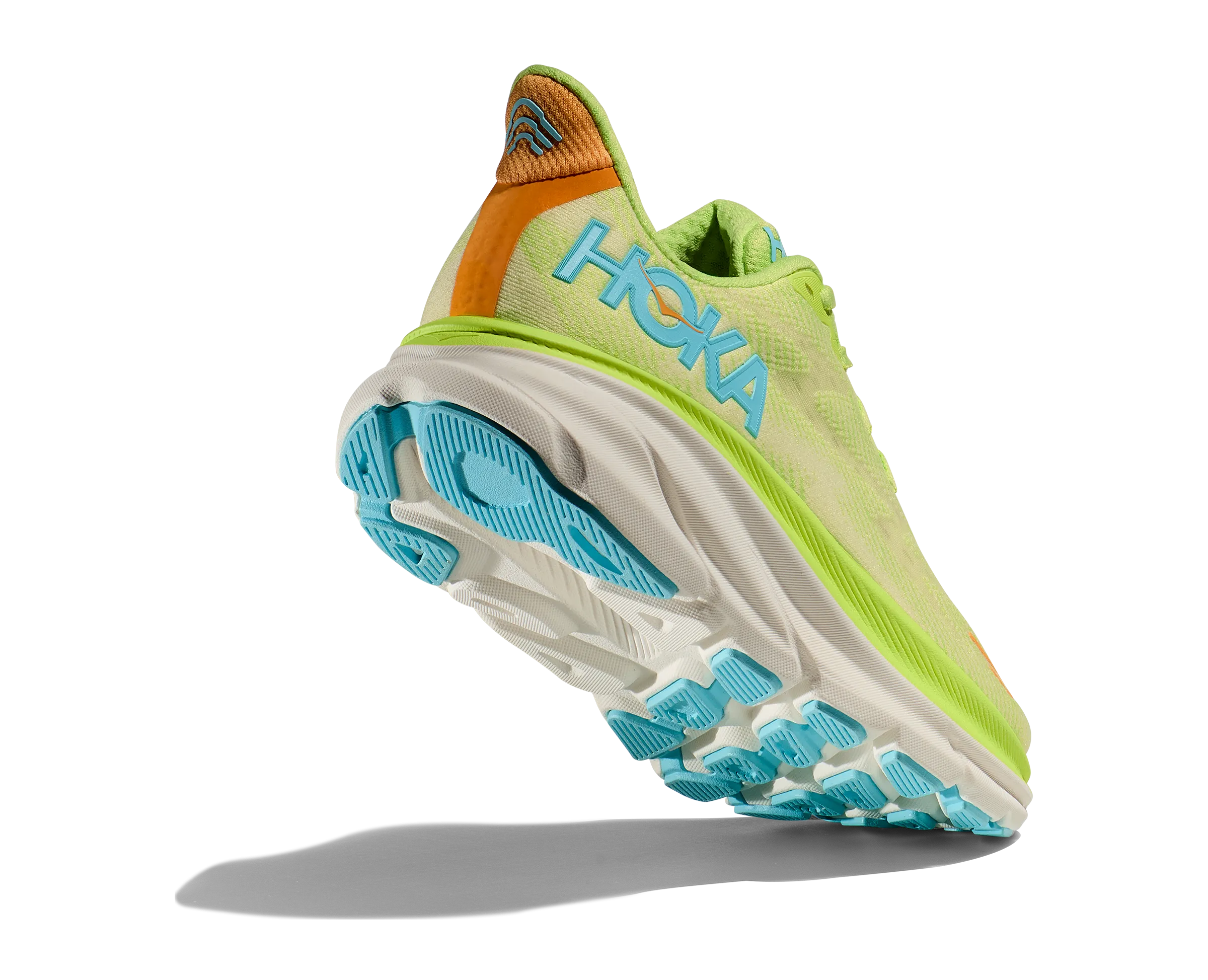 Women's Hoka Clifton 9 Color: Lettuce/ Solar Flare