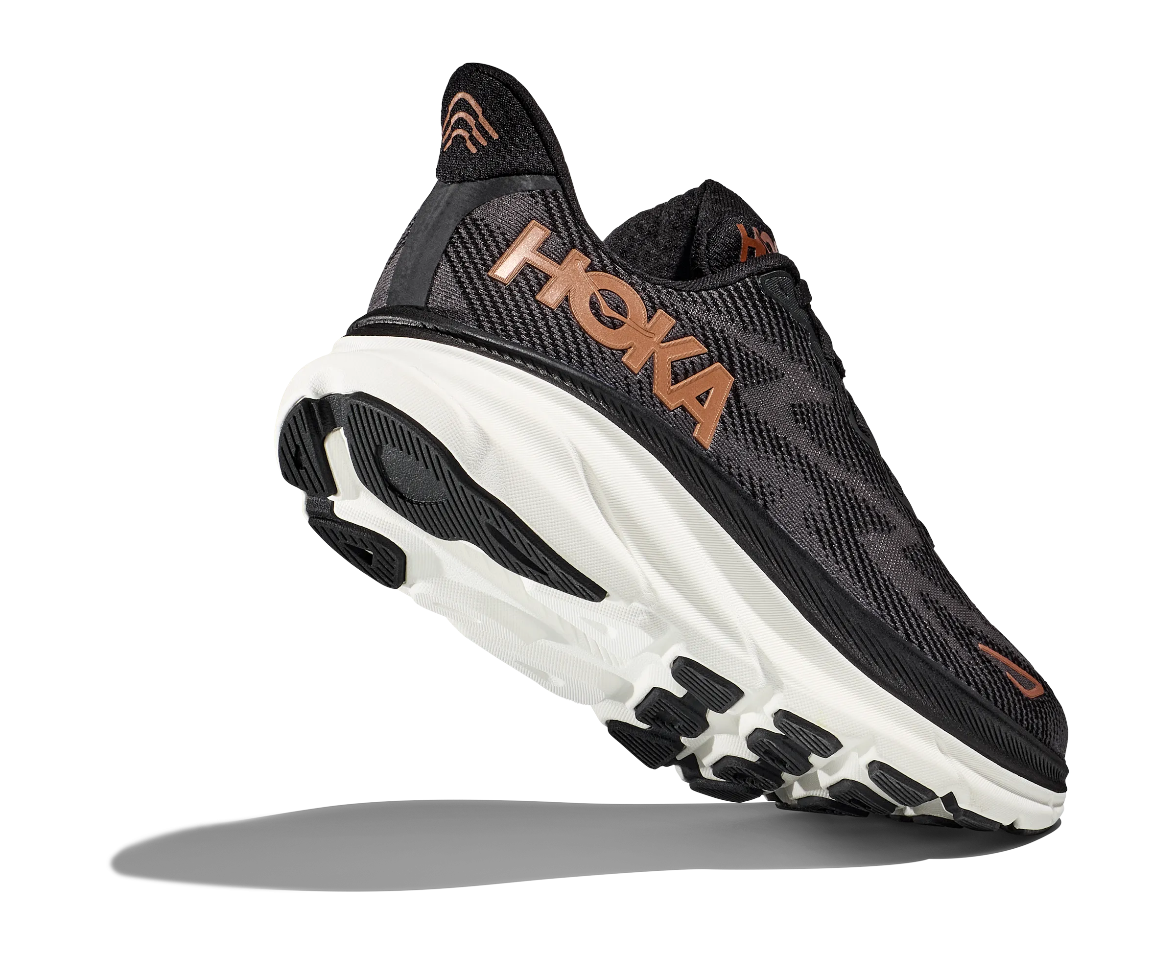 Women's Hoka One One Clifton 9 Color: Black / Copper (WIDE WIDTH)