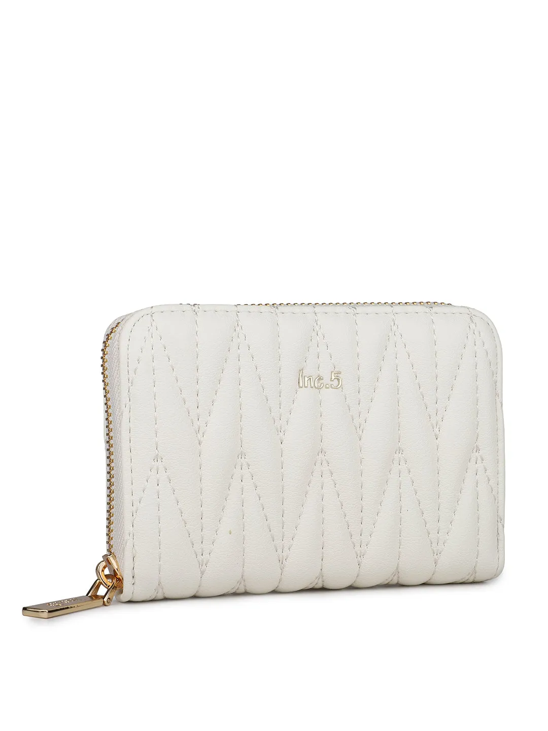 Women's White Textured Bifold Wallet