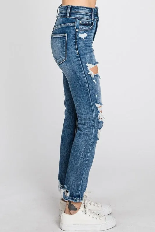 Zoey Super High Rise Destroyed Slim Straight Jeans