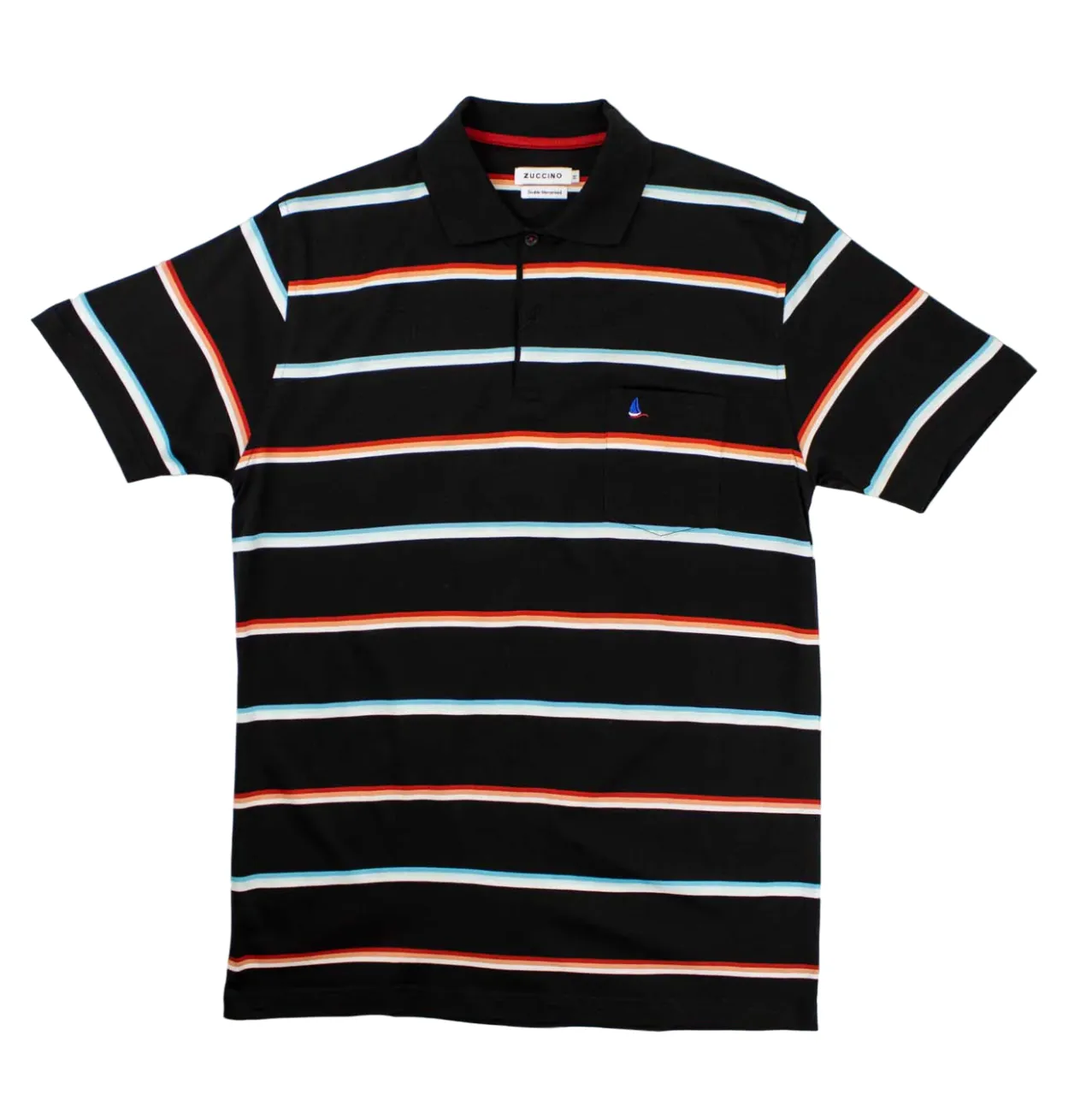 Zuccino Italy Double Mercerized Black SS Stripe Golfer