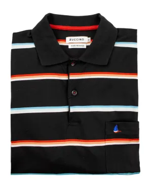 Zuccino Italy Double Mercerized Black SS Stripe Golfer